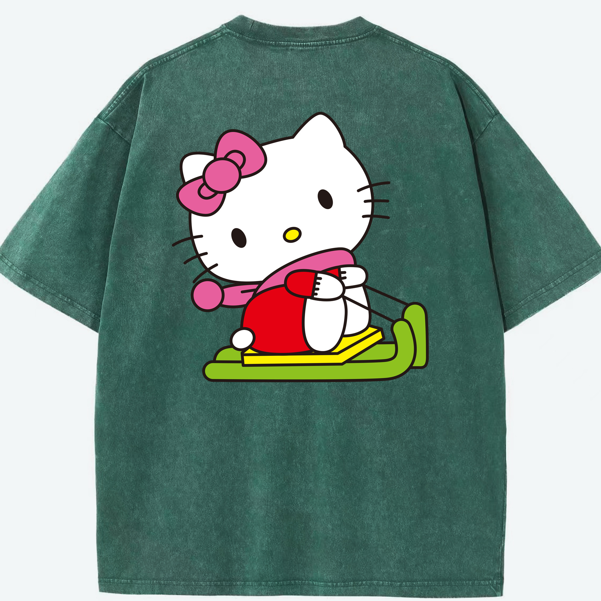（画像用） Hello Kitty ハローキティ 綿100% ヴィンテージ風 半袖Tシャツ（背面プリント）